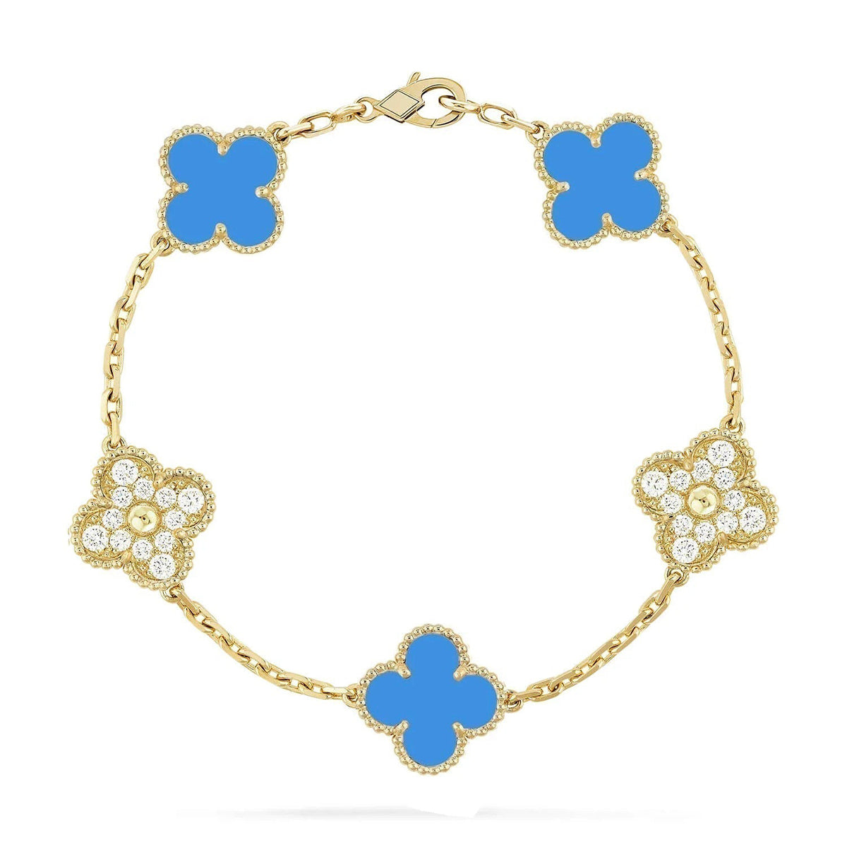 [Okajuri Jewelry]  CLOVER 5 MOTIF BLUE AGATE BRACELET COLLECTION