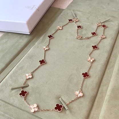 [Okajuri Jewelry]CLOVER 20 MOTIFS LASER CARNELIAN NECKLACE