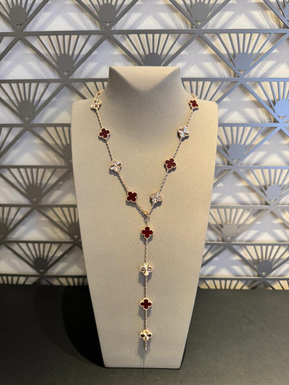 [Okajuri Jewelry] CLOVER 20 MOTIFS LASER CARNELIAN NECKLACE