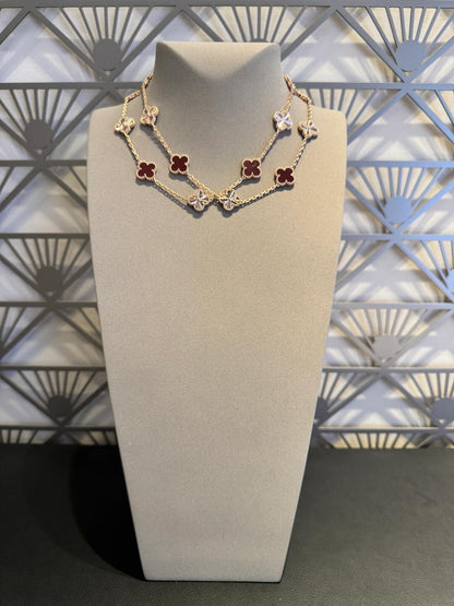 [Okajuri Jewelry] CLOVER 20 MOTIFS LASER CARNELIAN NECKLACE