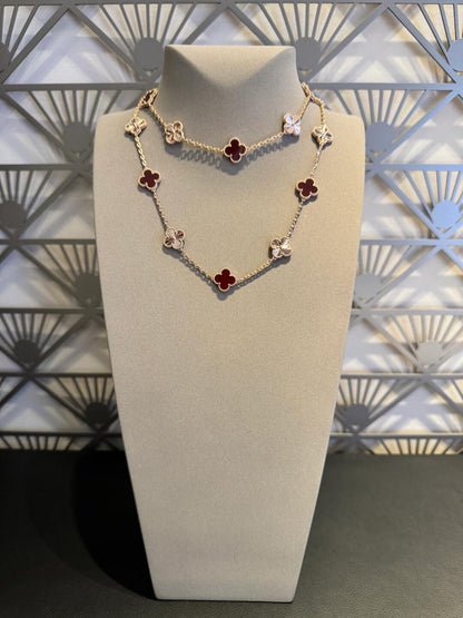 [Okajuri Jewelry] CLOVER 20 MOTIFS LASER CARNELIAN NECKLACE