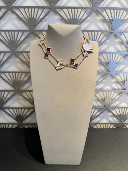 [Okajuri Jewelry] CLOVER 20 MOTIFS LASER CARNELIAN NECKLACE