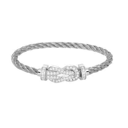 [Okajuri Jewelry]CHANCE LARGE 8 FIGURE BUCKLE FULL DIAMOND BRACELET SILVER