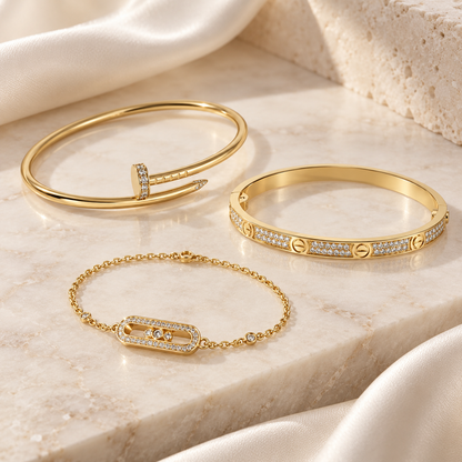 [Oakjuri™ Jewelry] ] LOVE & JUSTE Baby Move Diamond Bracelet Stack Set