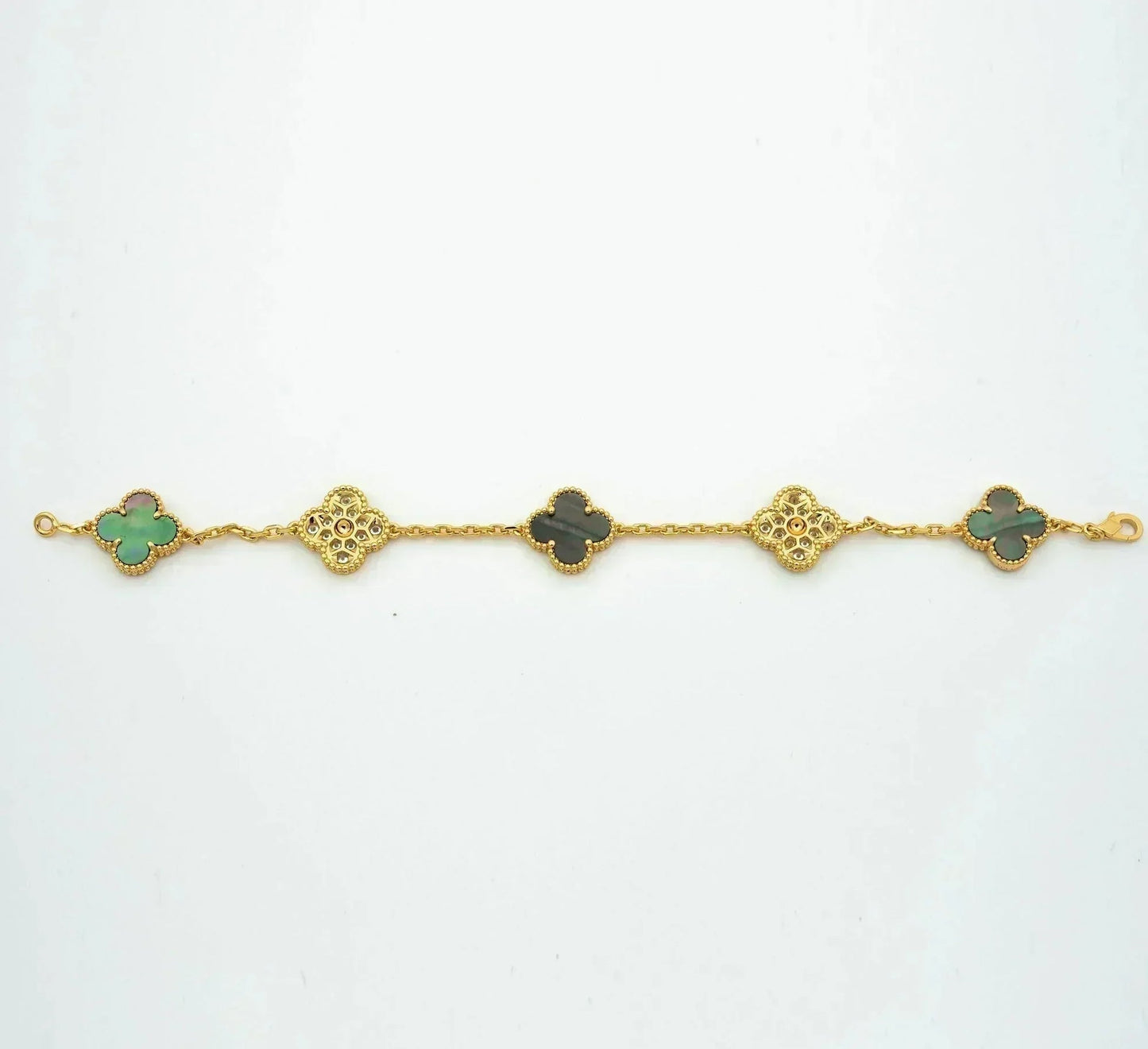 [Okajuri Jewelry] CLOVER 5 MOTIF GRAY MOP BRACELET COLLECTION