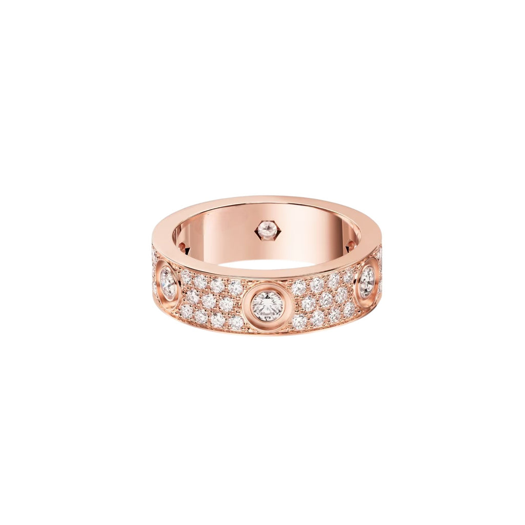 [Okajuri Jewelry] LOVE 5.5MM FULL-PAVE 6-DIAMOND RING