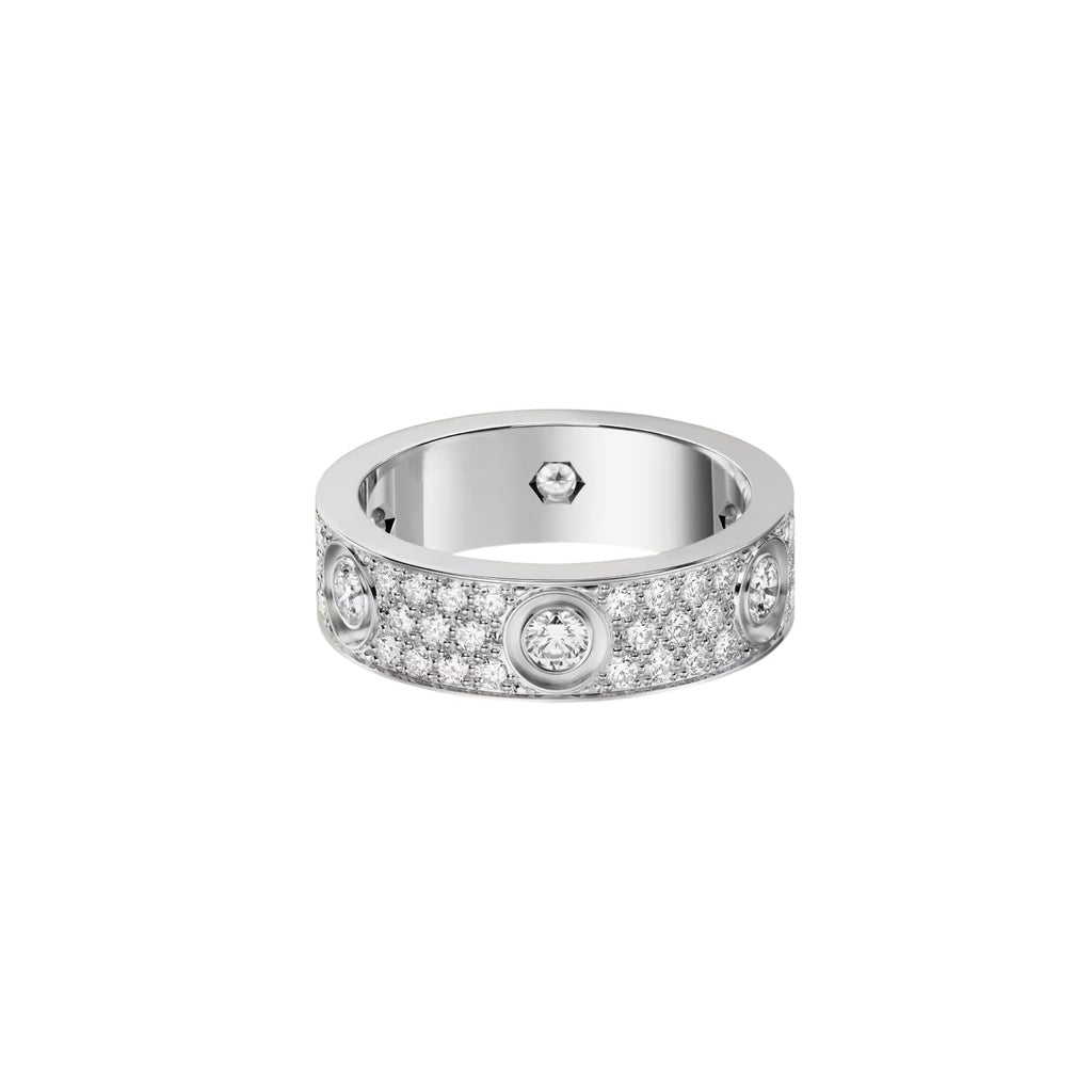[Okajuri Jewelry] LOVE 5.5MM FULL-PAVE 6-DIAMOND RING