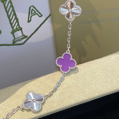 [Okajuri Jewelry]CLOVER  5 MOTIFS  PURPLE VIOLET BRACELET SILVER