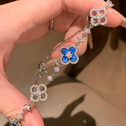 [Okajuri Jewelry] CLOVER 5 MOTIF PINK BLUE RED WHITE BRACELET