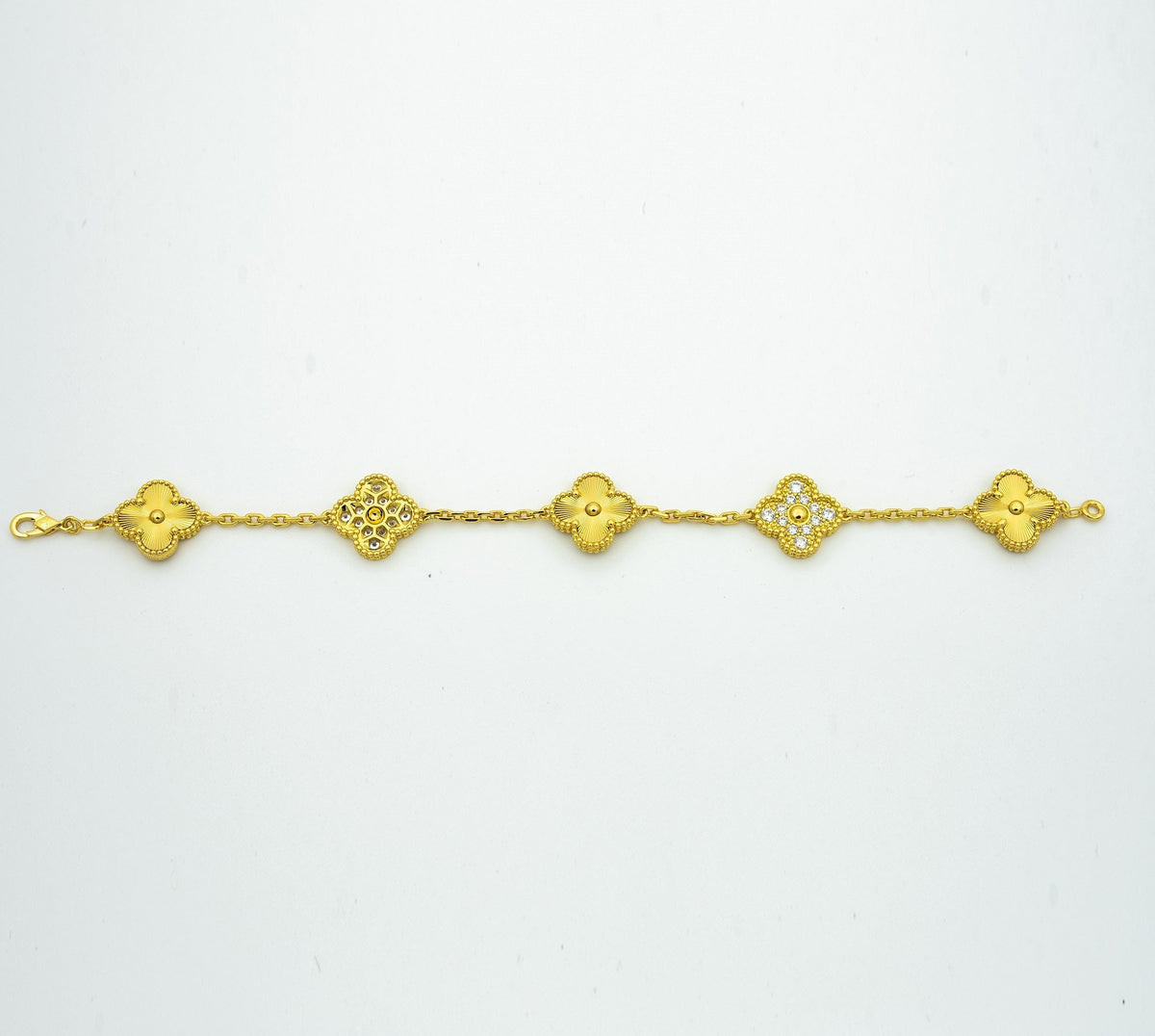[Oakjuri™ Jewelry] ] CLASH & Clover Laser 5-Motif & LOVE Brushed Bracelet Stack Set