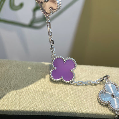 [Okajuri Jewelry]CLOVER  5 MOTIFS  PURPLE VIOLET BRACELET SILVER