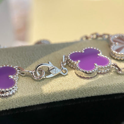 [Okajuri Jewelry]CLOVER  5 MOTIFS  PURPLE VIOLET BRACELET SILVER