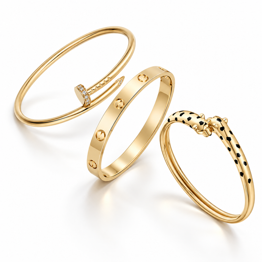 [Oakjuri™ Jewelry] ] Panthère & LOVE  & JUSTE  Diamond Bracelet Stack Set