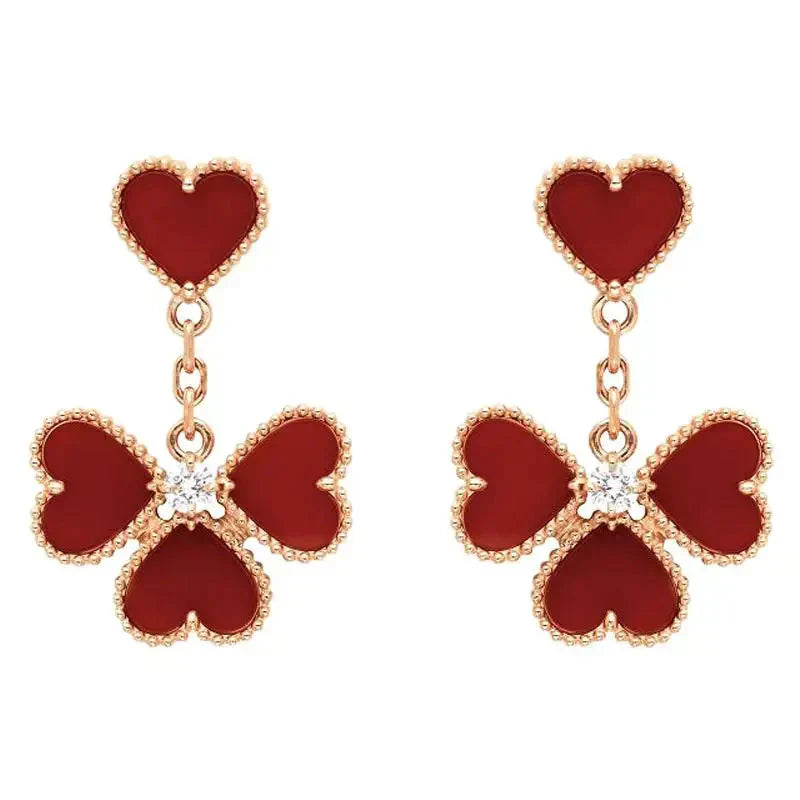 [Okajuri Jewelry]SWEET CLOVER CARNELIAN EARRINGS
