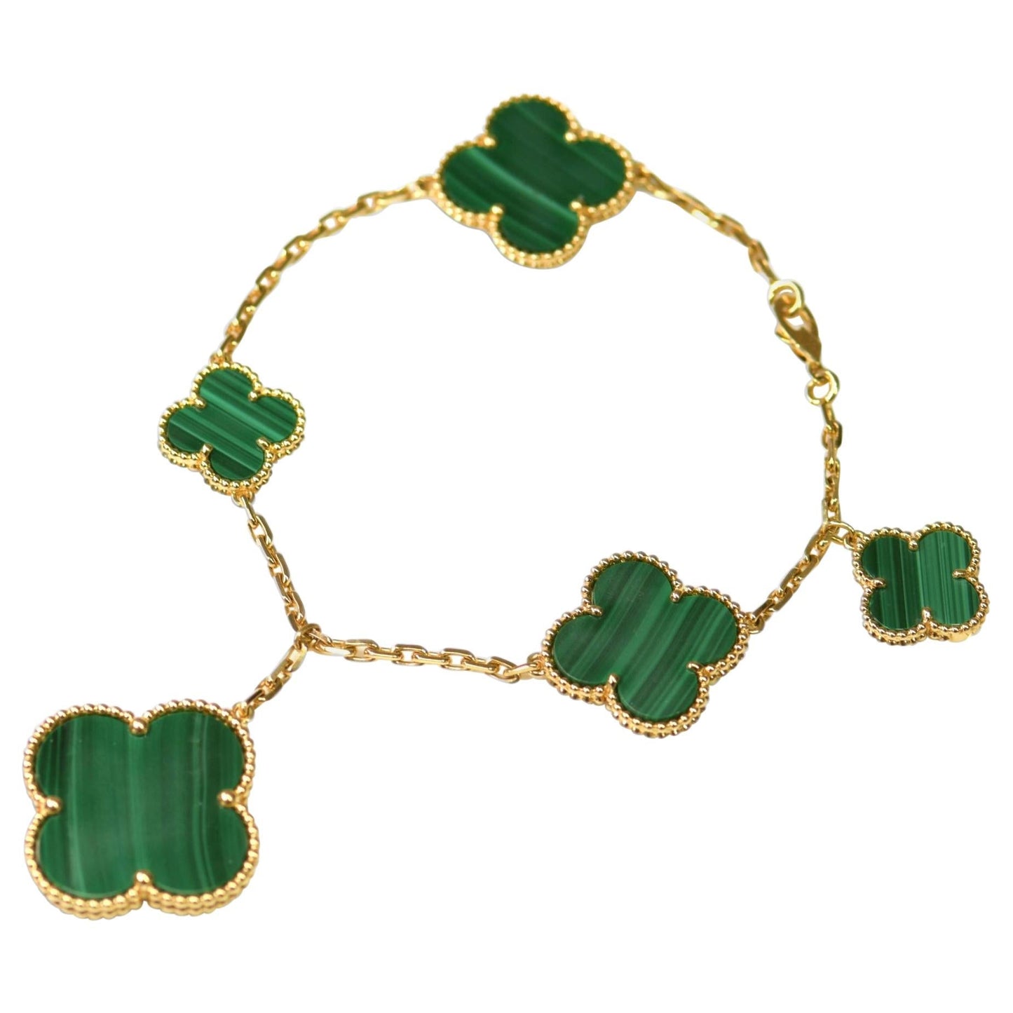 [Okajuri Jewelry]MAGIC CLOVER MALACHITE GOLD BRACELET 5 MOTIFS