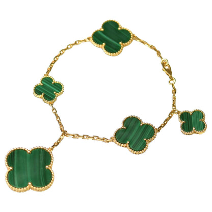 [Okajuri Jewelry]MAGIC CLOVER MALACHITE GOLD BRACELET 5 MOTIFS