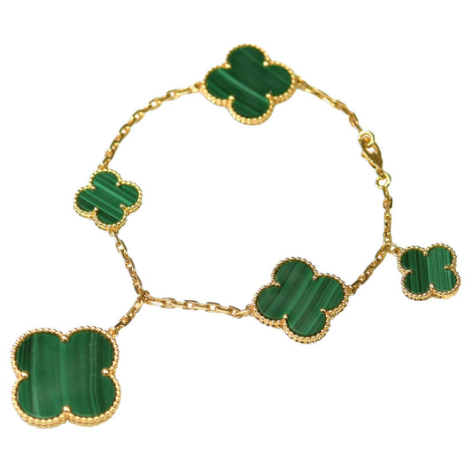 [Okajuri Jewelry]MAGIC CLOVER MALACHITE GOLD BRACELET 5 MOTIFS