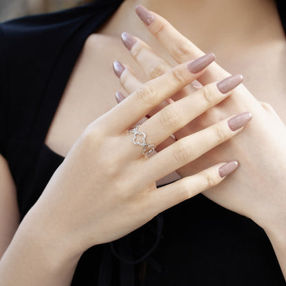 [Okajuri Jewelry]Hollow Design Four-Leaf Clover Flower Shape Ring