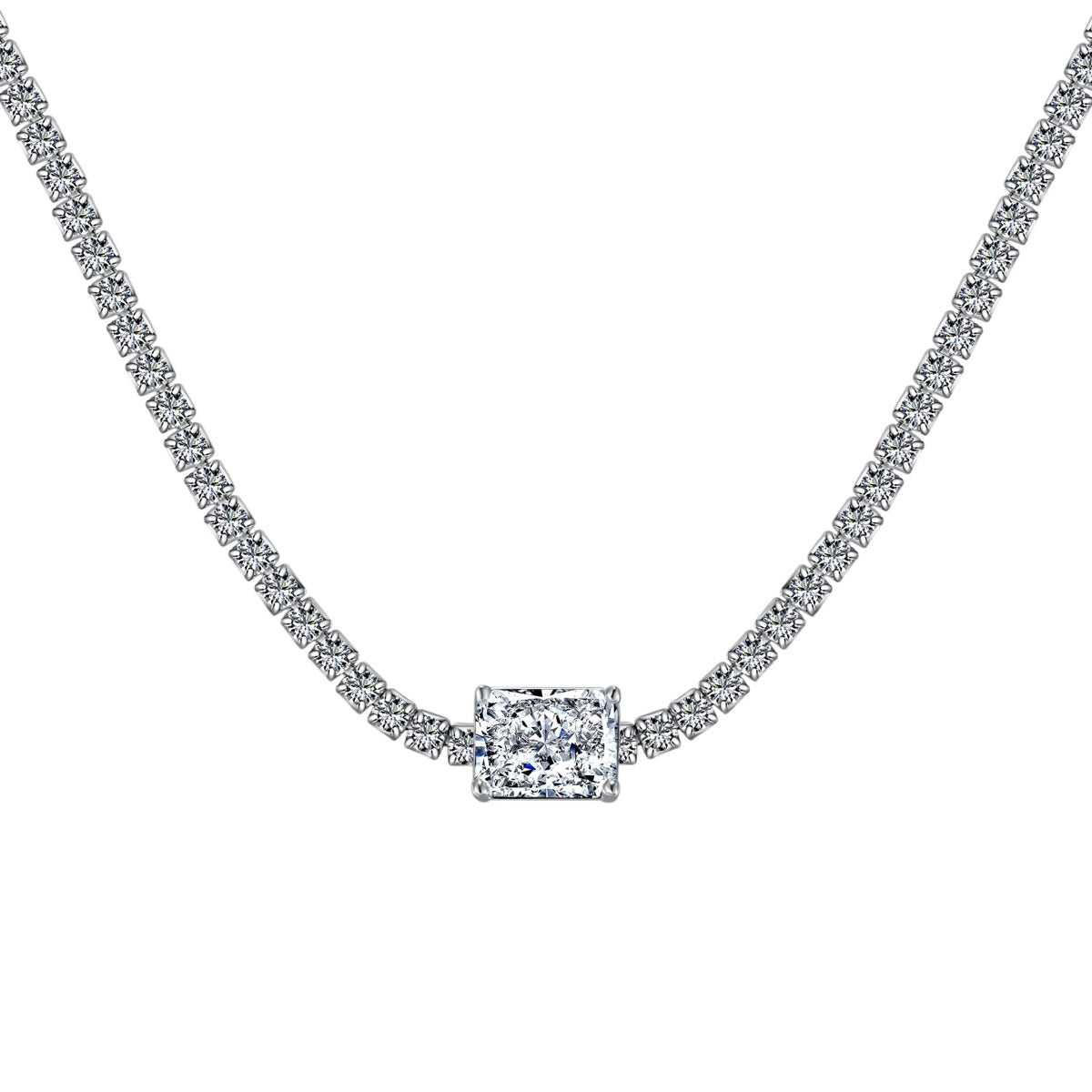 [Okajuri Jewelry]2.0 carat Ornate Emerald Cut Necklace