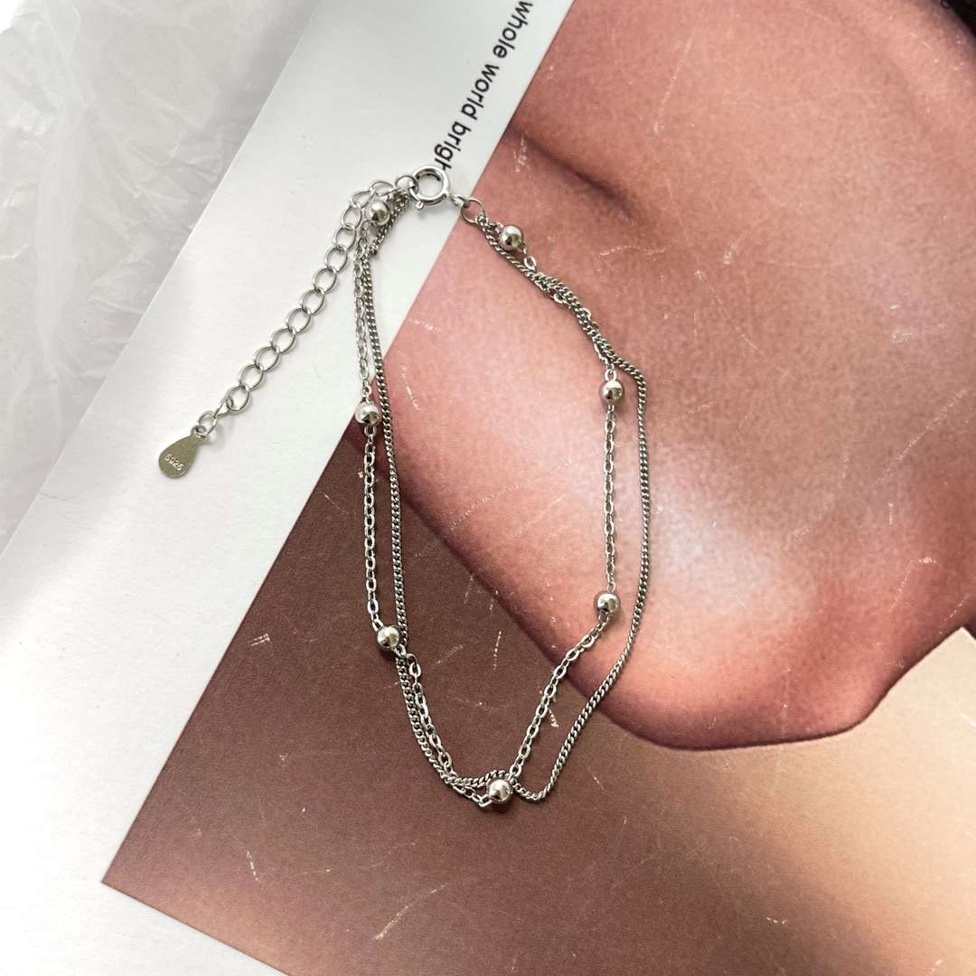 [Okajuri Jewelry]Delicate Bead Double Layer Bracelet