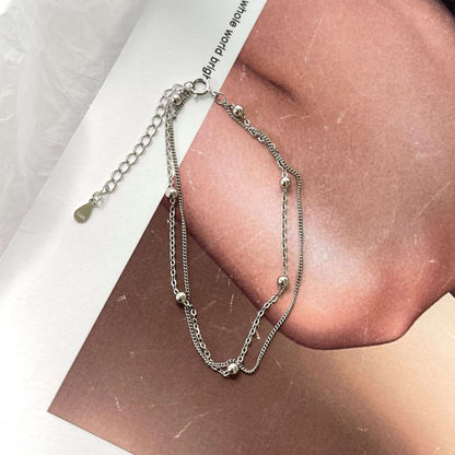 [Okajuri Jewelry]Delicate Bead Double Layer Bracelet