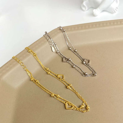 [Okajuri Jewelry]Dainty Double Layer Love Heart Bracelet