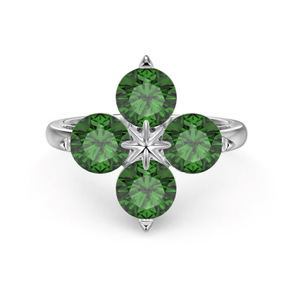 [Okajuri Jewelry]Four-Leaf Clover Eight-Pointed Star Ring