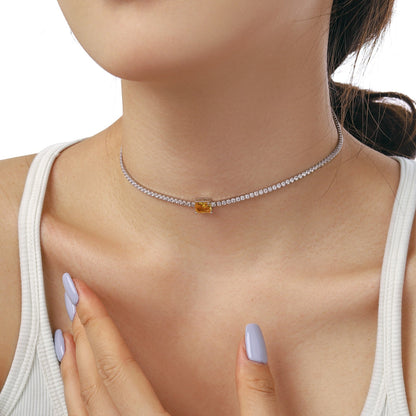 [Okajuri Jewelry]2.0 carat Ornate Emerald Cut Necklace