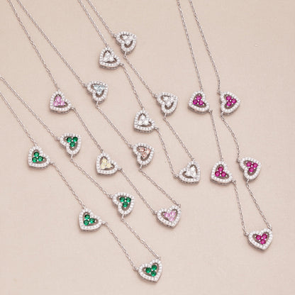 [Okajuri Jewelry]Sparkling Five Heart Necklace