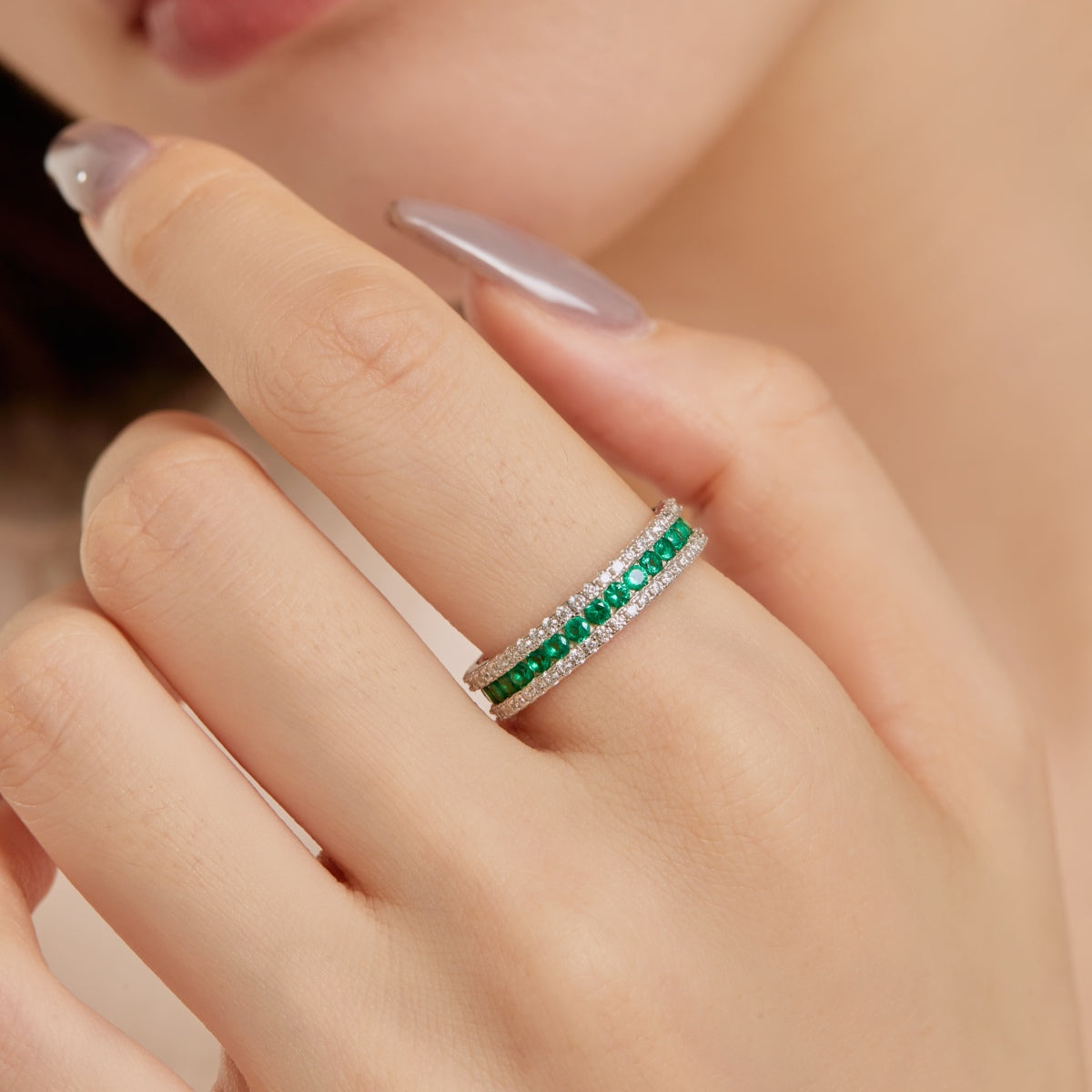 [Okajuri Jewelry]Delicate Colorful Round Cut Daily Ring