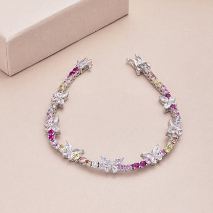[Okajuri Jewelry]Ornate Colorful Butterfly Shape Round Cut Daily Bracelet