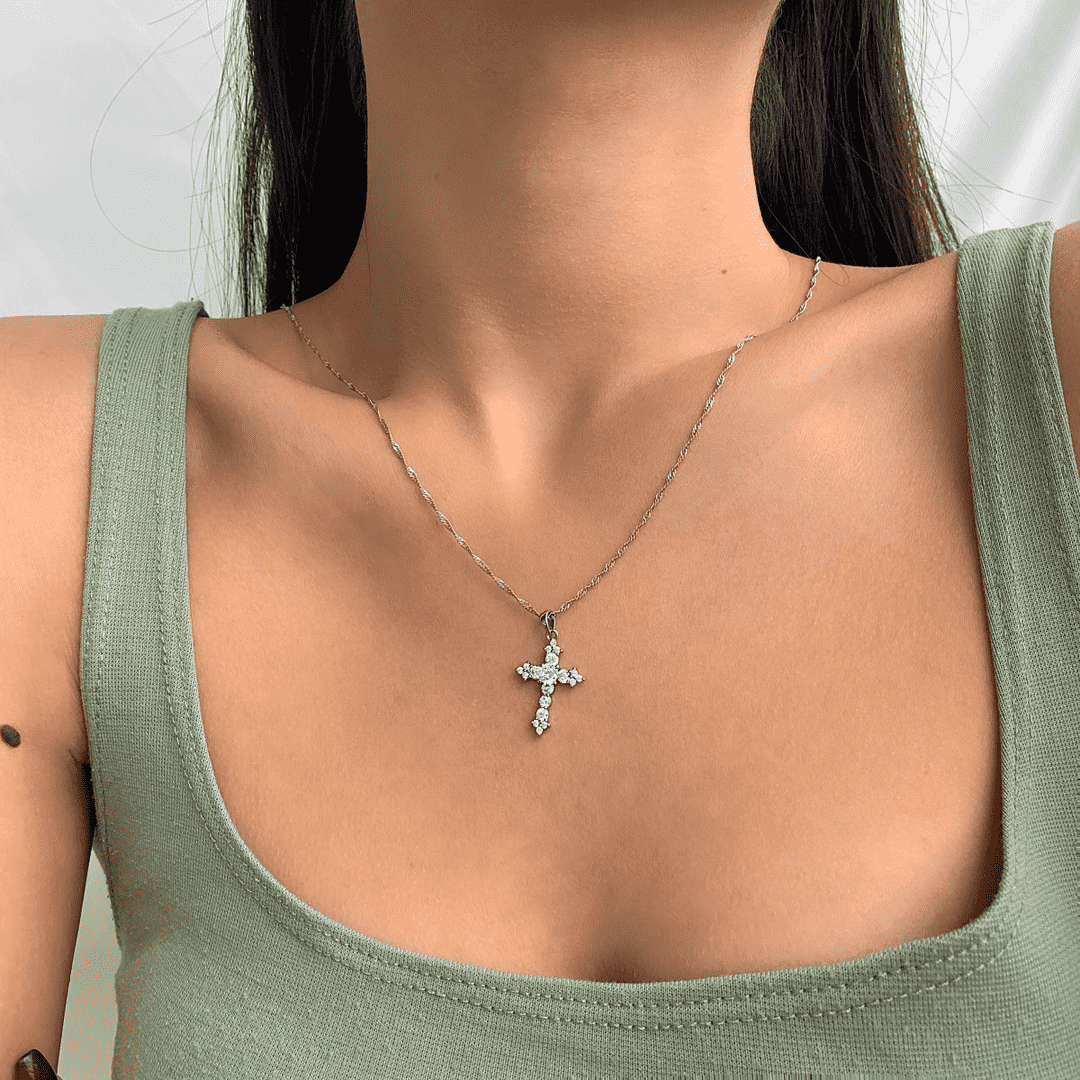 [Okajuri Jewelry]Delicate Cross Shape Necklace