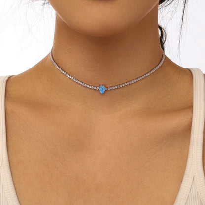 [Okajuri Jewelry]1.0 carat Unique Pear Cut Tennis Necklace