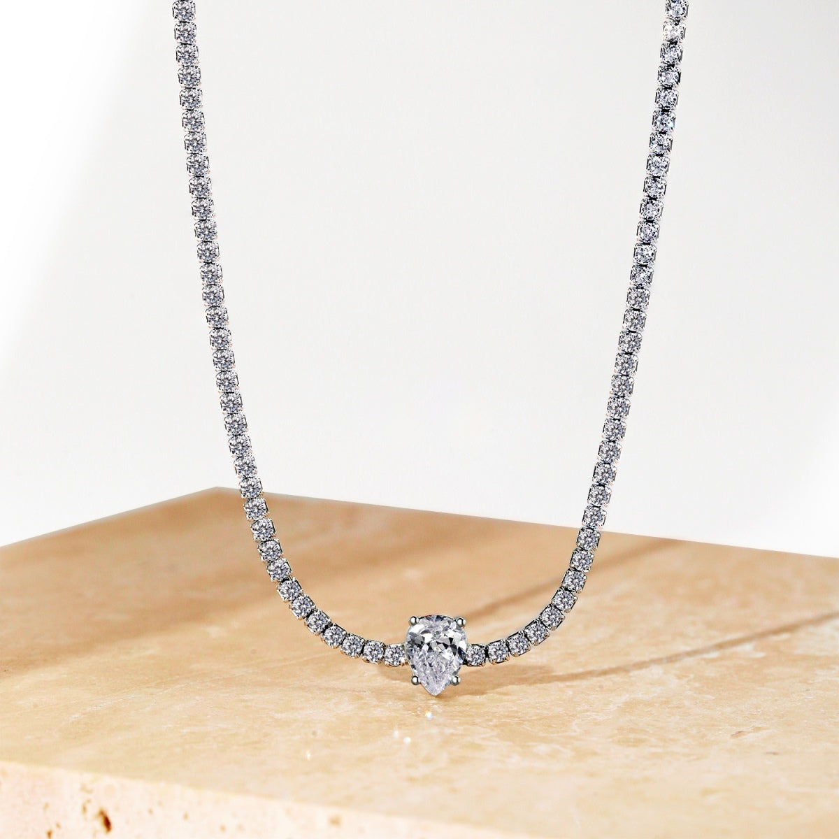 [Okajuri Jewelry]1.0 carat Unique Pear Cut Tennis Necklace