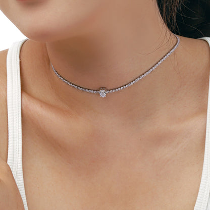 [Okajuri Jewelry]1.0 carat Unique Pear Cut Tennis Necklace