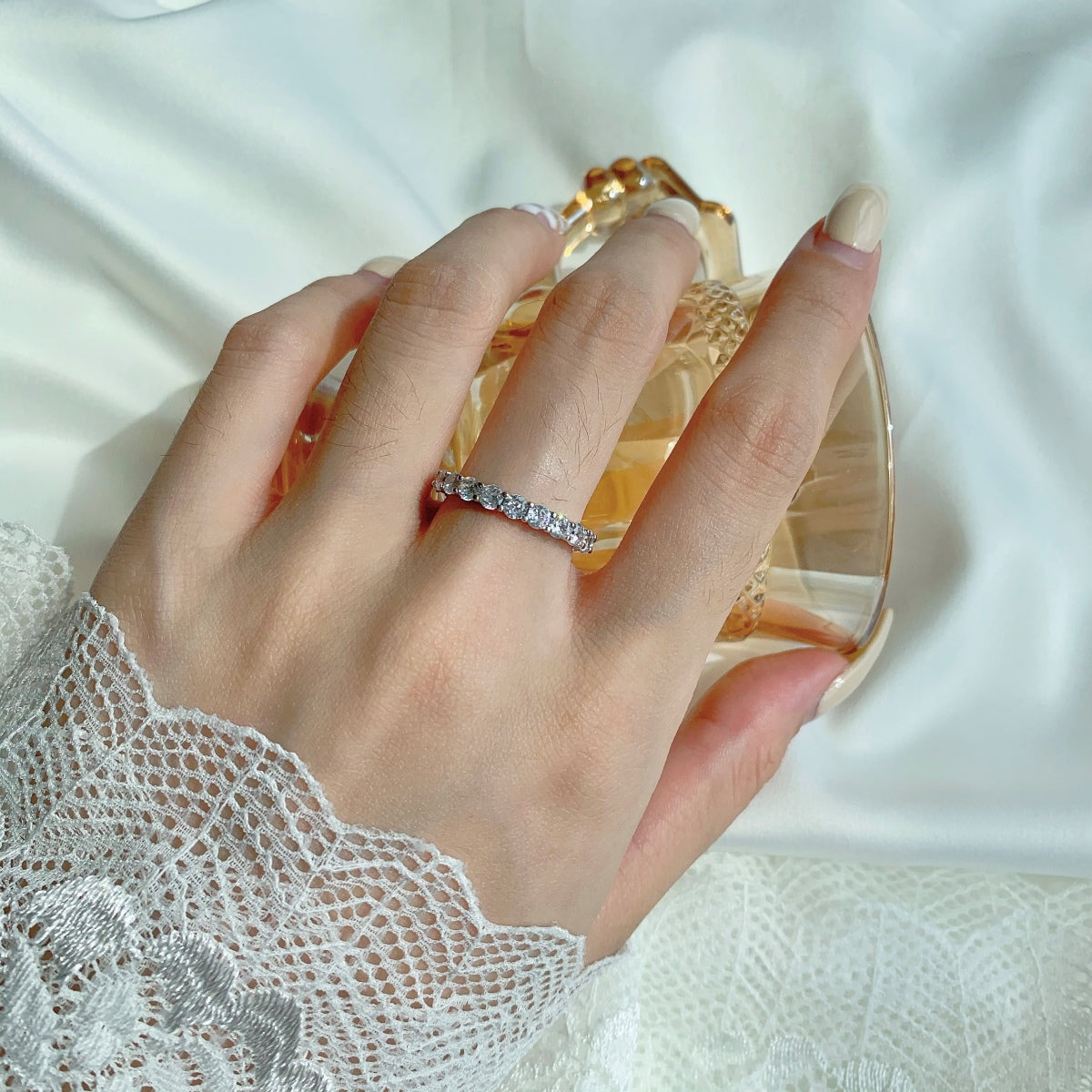 [Okajuri Jewelry]Sparkling Round Cut Tennis Ring