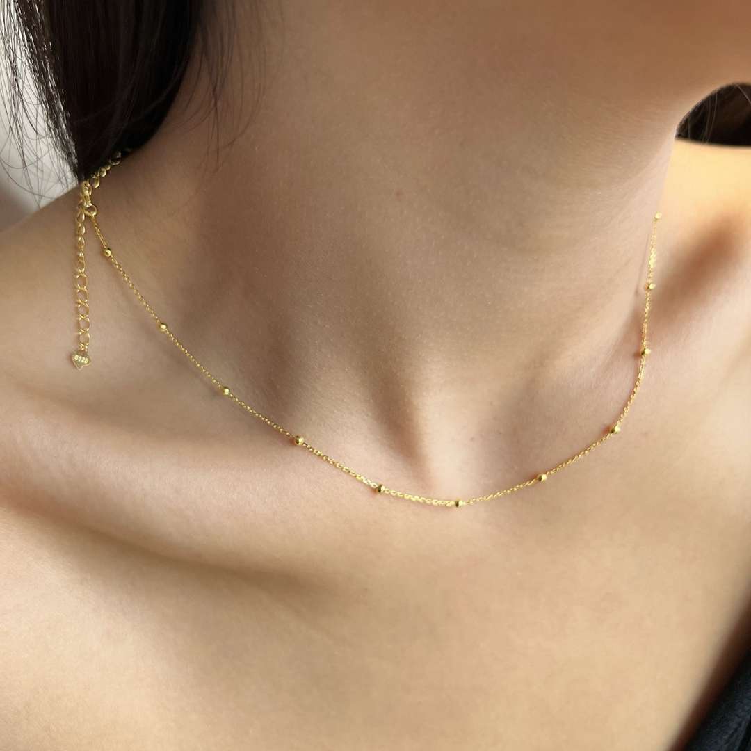 [Okajuri Jewelry]Small Bead Clavicle Chain Simple Necklace