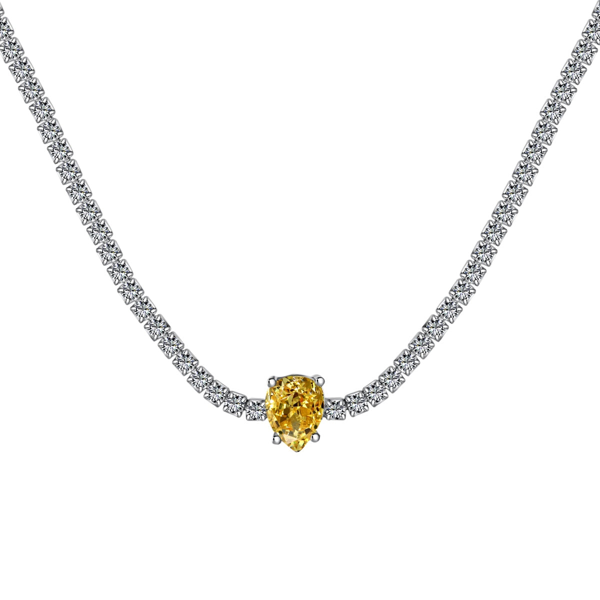 [Okajuri Jewelry]1.0 carat Unique Pear Cut Tennis Necklace