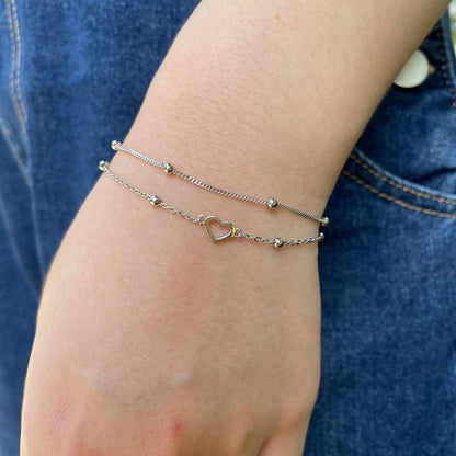 [Okajuri Jewelry]Dainty Double Layer Love Heart Bracelet