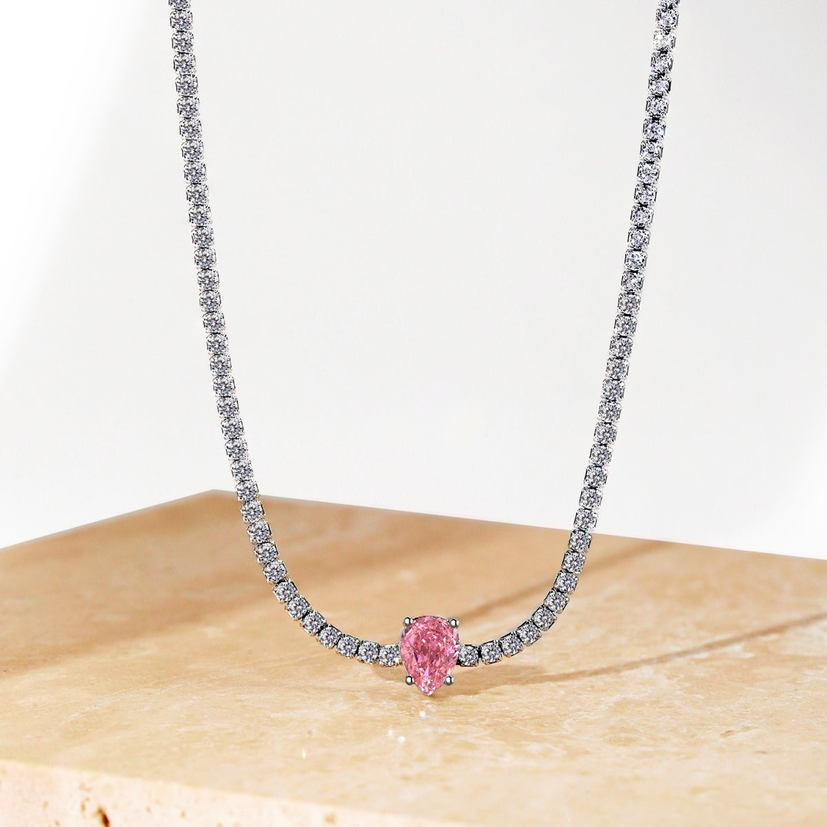 [Okajuri Jewelry]1.0 carat Unique Pear Cut Tennis Necklace