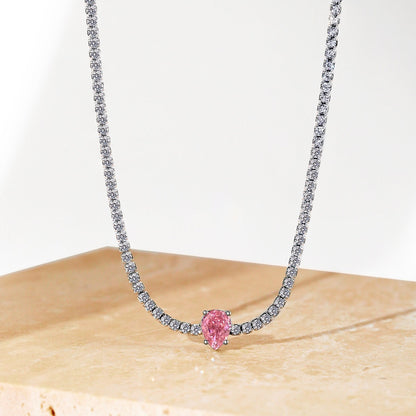 [Okajuri Jewelry]1.0 carat Unique Pear Cut Tennis Necklace