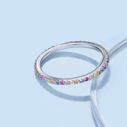 [Okajuri Jewelry]Ornate Colorful Round Cut Tennis Ring