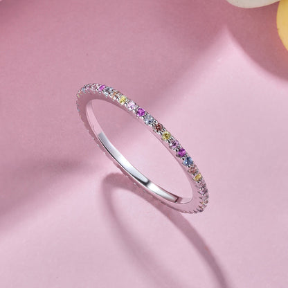 [Okajuri Jewelry]Ornate Colorful Round Cut Tennis Ring