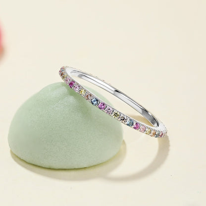 [Okajuri Jewelry]Ornate Colorful Round Cut Tennis Ring