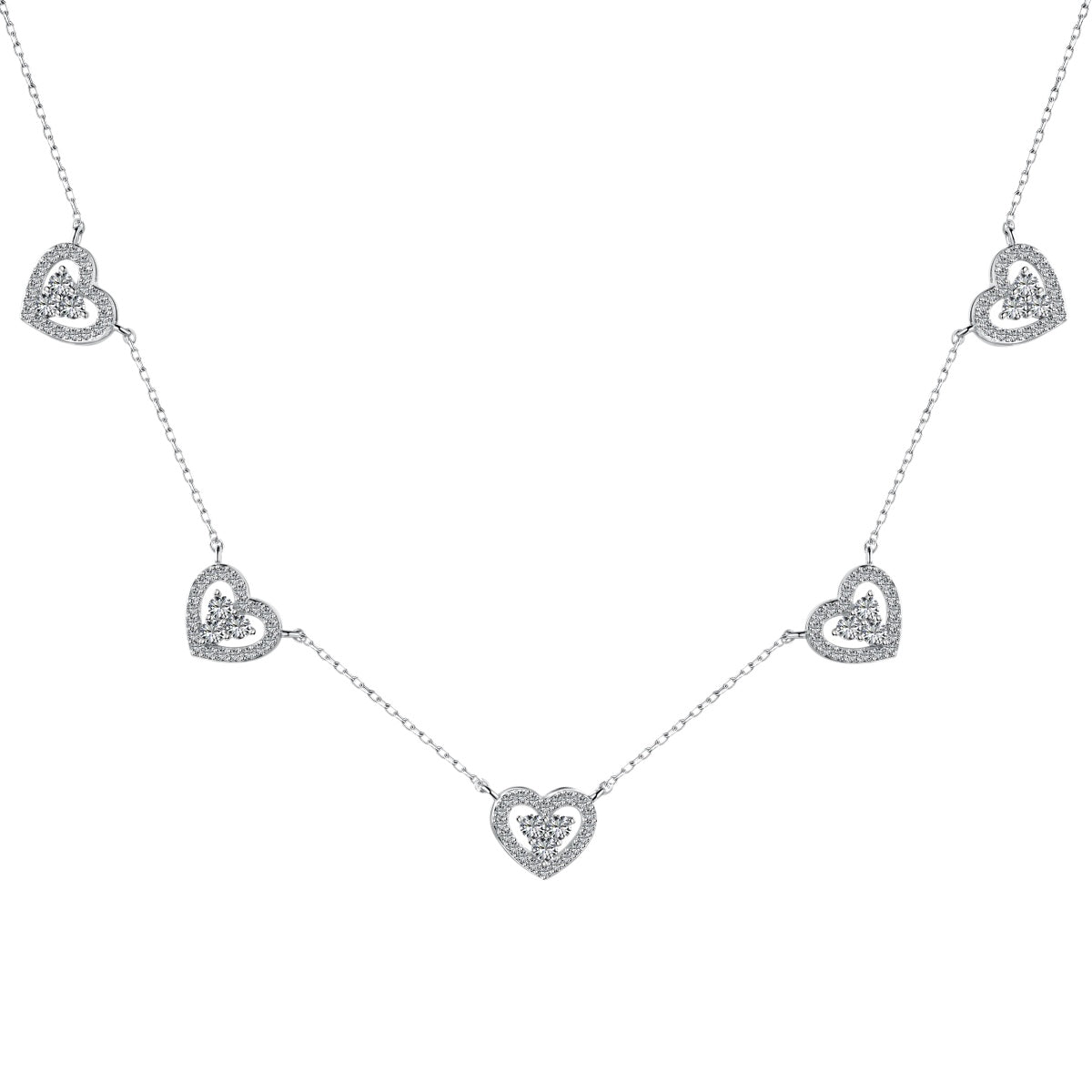 [Okajuri Jewelry]Sparkling Five Heart Necklace