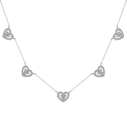 [Okajuri Jewelry]Sparkling Five Heart Necklace
