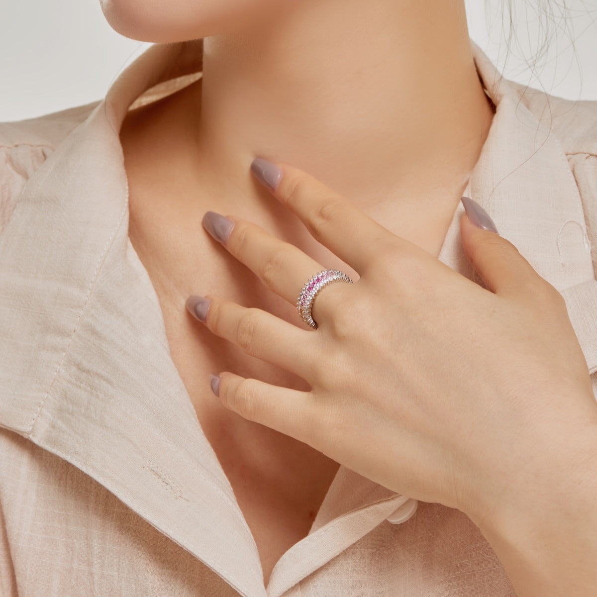 [Okajuri Jewelry]Ornate Colorful Radiant Cut Daily Ring