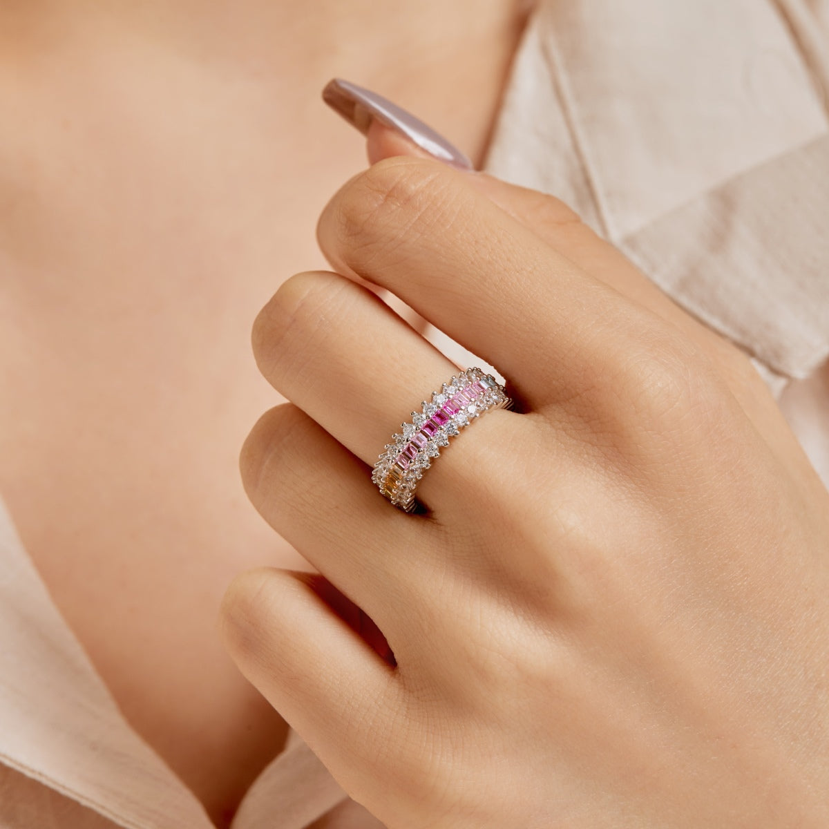 [Okajuri Jewelry]Ornate Colorful Radiant Cut Daily Ring