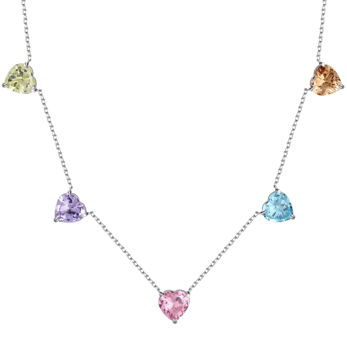 [Okajuri Jewelry]Sparkling Colorful Heart Cut Necklace