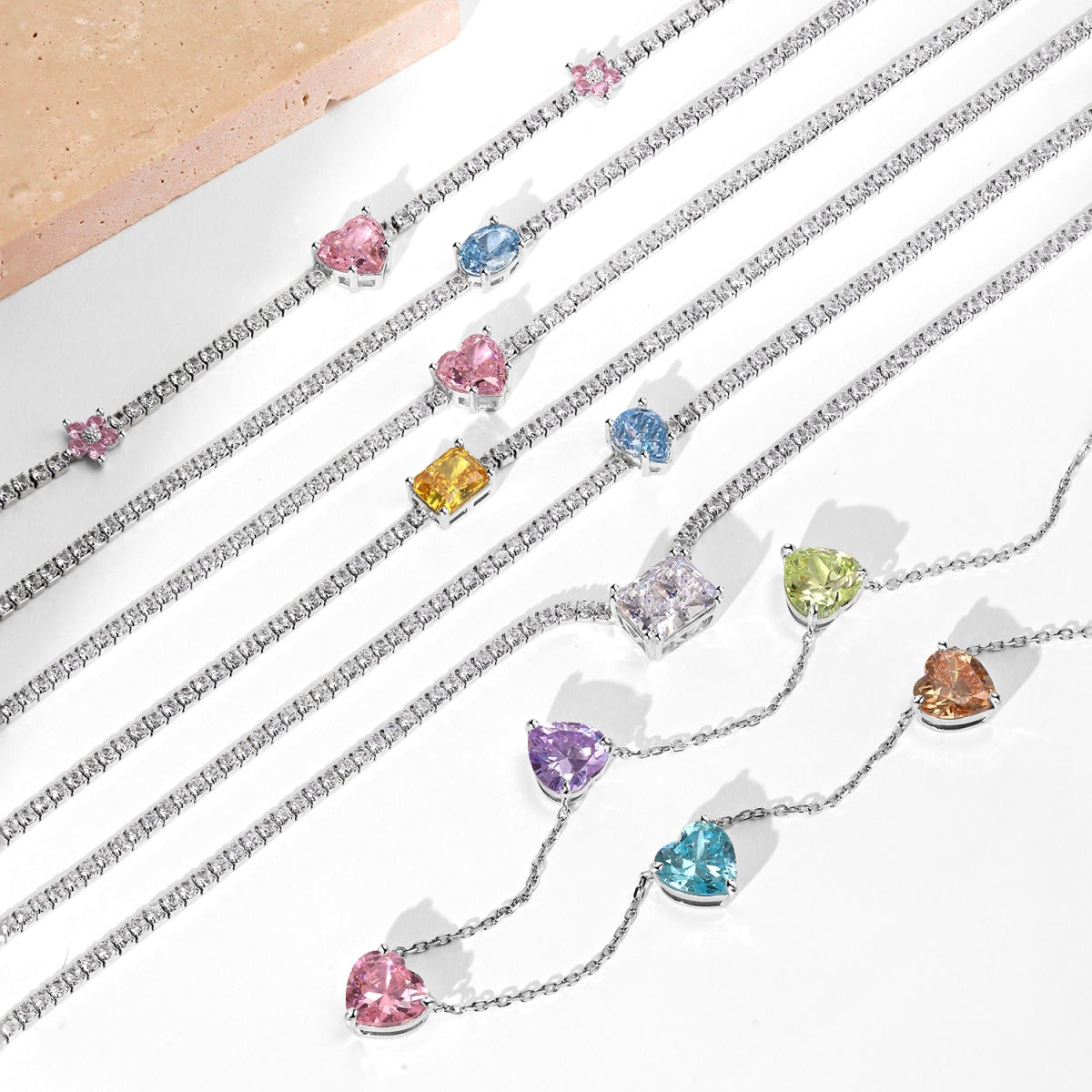 [Okajuri Jewelry]Dazzling Pink Heart Flower Necklace